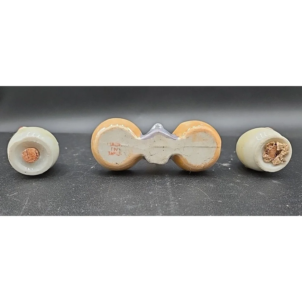 Lusterware‎ Chicks Salt Pepper Shakers Egg Cup Nest Vtg Duck Bird Ceramic Kitch